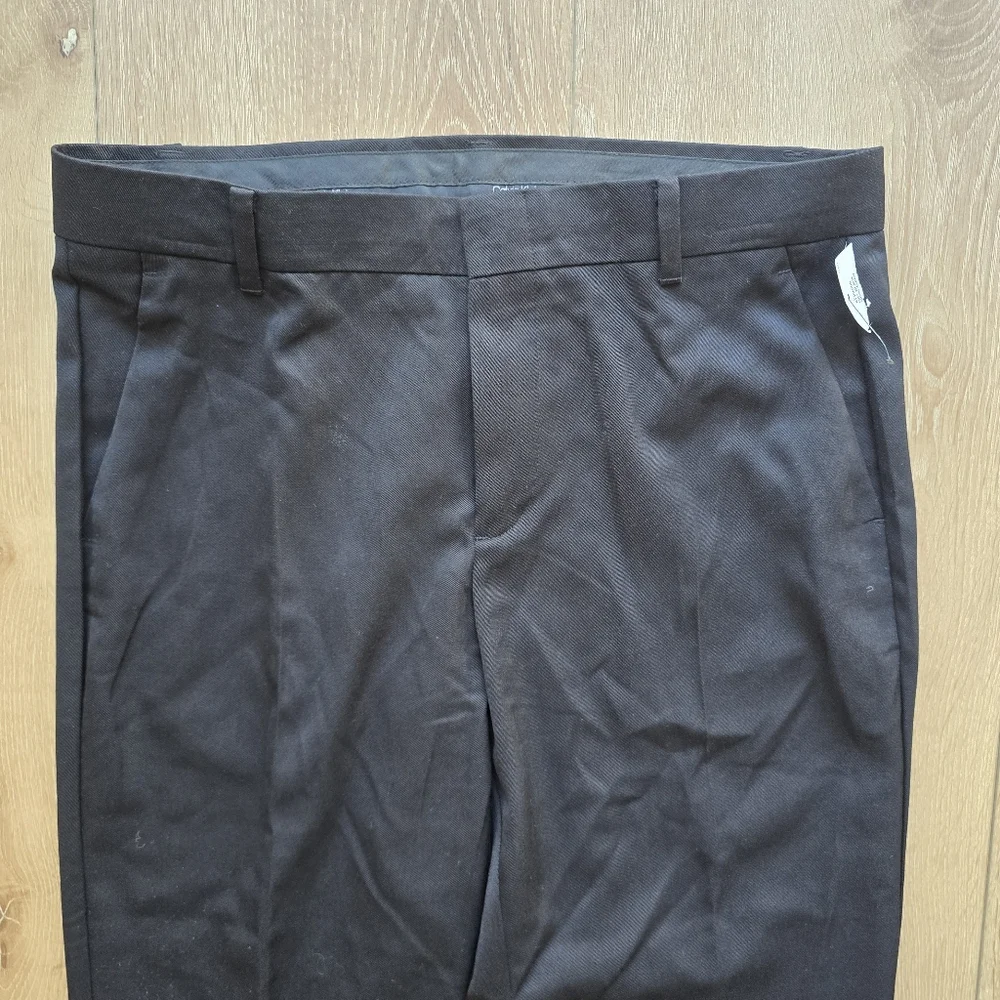 Calvin Klein Boys Suit Pants Size 17 Black Slim Fit Flat Front Dress Slacks - Picture 2 of 5